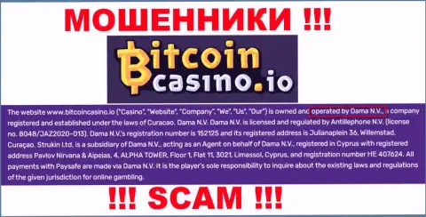 Организация Bitcoin Casino находится под руководством компании Dama N.V.