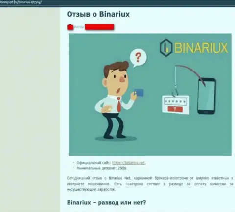 Binariux - это internet-мошенники, которых нужно обходить десятой дорогой (обзор неправомерных действий)