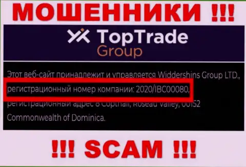 Номер регистрации TopTradeGroup - 2020/IBC00080 от кражи вложенных денежных средств не спасает