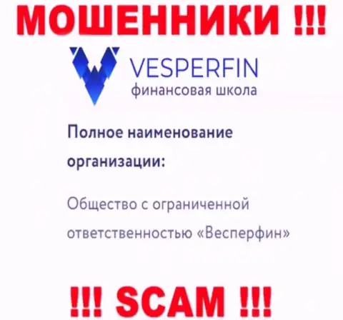 Инфа про юридическое лицо интернет-разводил ВесперФин Ком - ООО Весперфин, не сохранит Вас от их лап