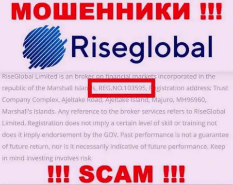 Номер регистрации RiseGlobal, который мошенники засветили у себя на интернет странице: 103595