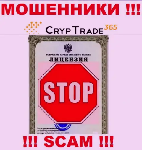 Деятельность Cryp Trade 365 незаконная, потому что данной компании не выдали лицензию