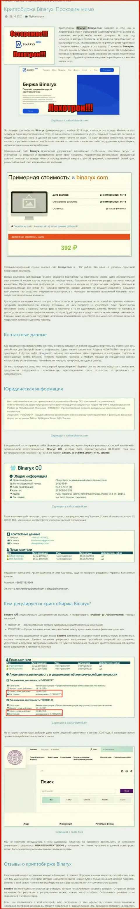 Binaryx OÜ - это ШУЛЕРА !!! Грабеж депозитов гарантируют (обзор организации)