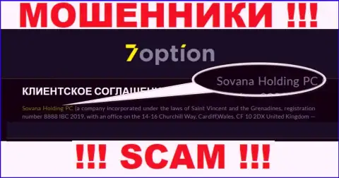 Сведения про юридическое лицо кидал 7 Option - Sovana Holding PC, не спасет Вас от их лап