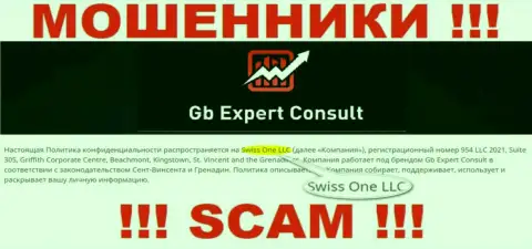 Юридическое лицо организации GB Expert Consult - это Swiss One LLC, информация взята с официального сайта