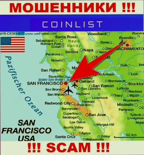 Юридическое место базирования CoinList Markets LLC на территории - San Francisco, USA