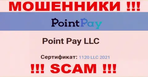 Номер регистрации незаконно действующей организации PointPay - 1120 LLC 2021