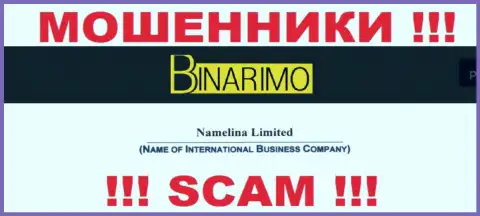 Юр лицом Бинаримо Ком считается - Namelina Limited