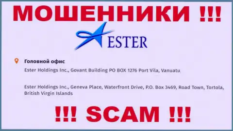 Ester Holdings это КИДАЛЫ !!! Пустили корни в оффшоре: Geneva Place, Waterfront Drive, P.O. Box 3469, Road Town, Tortola, British Virgin Islands
