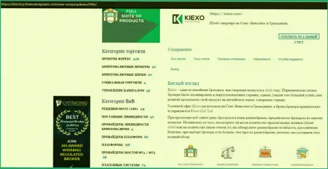 Обзорный материал об услугах форекс дилинговой компании Kiexo Com, представленный на web-ресурсе Directory FinanceMagnates Com