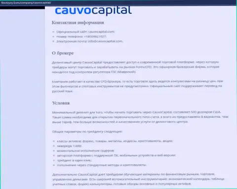 Forex-дилер CauvoCapital был описан на информационном ресурсе ФинОтзывы Ком