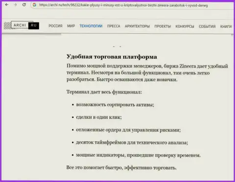 Информация о торговом терминале для трейдинга брокерской компании Zinnera Com, на web-ресурсе Archi Ru